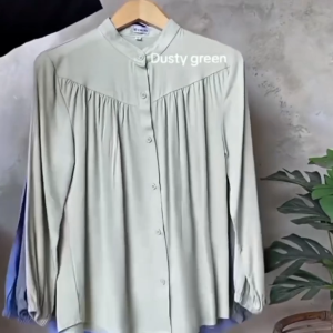Kemeja Wanita AMINAH bahan rayon twill premium atasan blouse polos lengan panjang LD 110