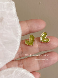 Mint Green Heart Shaped Ear Cuffs Korean Style Fashionable Fresh Summer Feeling Mosquito Coil Tray Ear Studs Jewelry Accessories