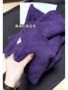 Stylish Purple Knitted Overhead Sweater Womens Spring Autumn American New Simple Quality Top Unique Beautiful Fashionable
