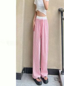 กางเกงขายาวทรงหลวมเอวสูงสไตล์เกาหลี กางเกงขายาวทรงหลวมลำลองสำหรับผู้หญิงในฤดูร้อน ทรงสลิมฟิต กางเกงขายาวทรงหลวม
