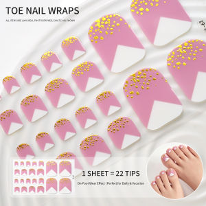 22Tips Green Gradient Gold Star Dot Toe Nail Wraps Full Cover Adhesive Toenail Polish Strips DIY Summer Beach Footnail Stickers