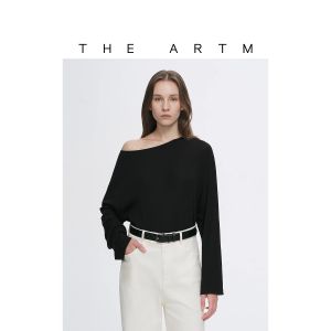เสื้อยืดคอกลมแขนสั้นผ้ากำมะหยี่หลวมสบายสำหรับผู้หญิง the ARTM ฤดูใบไม้ผลิ 2024 เสื้อผ้าทำงานสไตล์เรียบง่าย