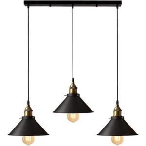 JOYINLED Industrial Chandelier Vintage Retro Black Pendant Light Shade Loft Iron Umbrella Kitchen Bar Hanging Ceiling Light