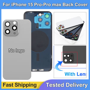 For iPhone 15 Pro Max Battery Back Cover with Camera Lens Phone Rear Housing Case Replacement Glass Back Cover for iPhone 15 Pro