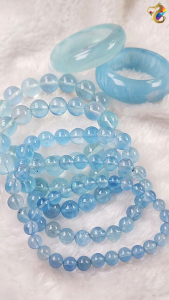 Super Premium Grade Icy Baby Blue Aquamarine Bracelet / Bangle