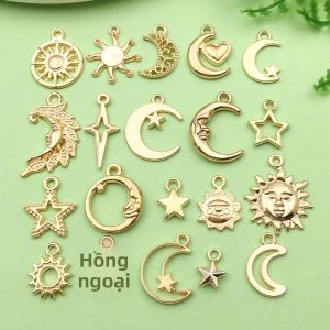 Retro Star Moon Sun Charms Hợp Kim Mặt Dây Chuyền Thiên Thể Cho DIY Vòng Tay Vòng Cổ Làm Đồ Trang Sức - 20/100 Chiếc Phụ Kiện Kim Loại Cổ Điển