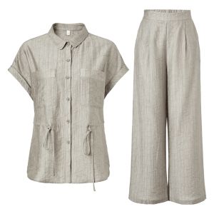 MY TENO | Matinou Summer 2025 Womens Casual Wide Leg Pants Short Sleeve Shirt Commute Anti-Aging Slimming Lenzing Fiber Two-Piece Set