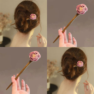 Chinese Style Handmade Sandalwood Hairpin for Qipao Accessories Traditional Floral Design Dried Wood Hair Accessories
