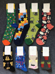 Chic Leather Happy Mens Socks Fresh All-Match and Beautiful Pure Cotton Long Tube Mens Socks Ins Trendy Nice Socks