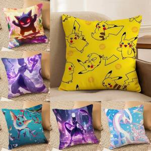 Bandai | Pokemon Trainer Collection Anime Plush Pillow Cover Soft Short Plush Cushion Cover For Sofa Bedroom Home Decor Gift