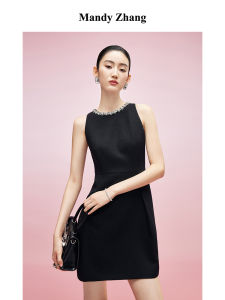Star Sparkle Embellished Elegant Fashionable Summer Black Sleeveless Dress
