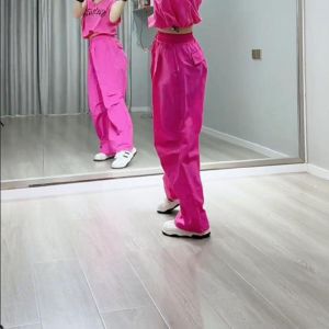 กางเกงขายาวทรงหลวมเอวสูงสำหรับผู้หญิง กางเกงขายาวลำลองแห้งเร็วในช่วงฤดูร้อน กางเกงขายาวทรงหลวม ความยาวปกติ ผลิตจากผ้าผสมโพลีเอสเตอร์