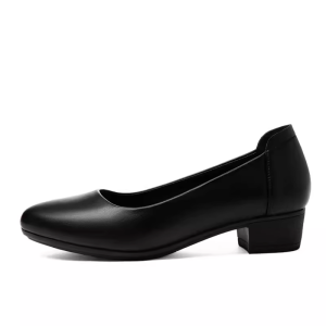 Black Work Shoes for Women with Comfortable Soft Bottom and High Heels Office Boots for Young Women Slip-Resistant and Stylish