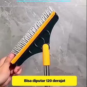 Sikat Lantai WC Kamar Mandi 2IN1 Wiper - Sikat Pembersih Putar 120 Derajat Gagang Panjang - Sikat Toilet Multifungsi