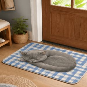 VIKAMA Cute Cartoon Cat Door Mat Anti Slip Water Absorbing Carpet Soft Floor Mat For Bedroom Entrance Home Decoration