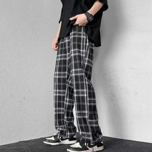 พร้อมส่ง กางเกงขายาวผู้ชาย กางเกงลายสก๊อต แฟชั่นสไตล์เกาหลี