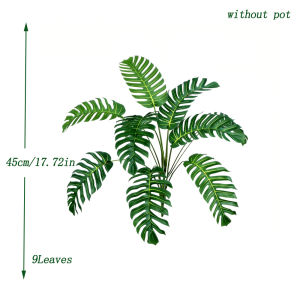Kmitang | 45-65cm Artificial Palm Plants Fake Monstera Tree Green Turtle Plastic Tree Branch Tropical False Leaves For Home Garden Decor