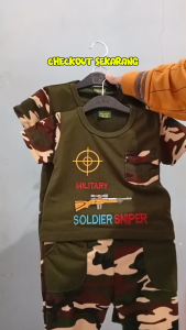 Setelan baju bayi anak laki motif karakter Army CELANA Joger / usia 3bln-18 bln.