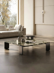 Natural Luxury Stone Marbled Tea Table Modern Italian Simplistic Wooden
