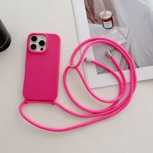 Crossbody Long Rope Lanyard Protective Case For iPhone 17 16 15 14 13 12 11 Pro Xs Max Plus XR 16e 17e Air Silicone Cover