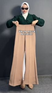 Celana Fit And Flare Pants Cutbray Scuba Premium Jumbo Kantor Kerja Wanita bahan Melar