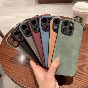 CrashStar With Logo Fur Leather Soft Shockproof Phone Case For iPhone 17 16 15 14 Pro Max Plus 13 12 11 Pro Max X XR XS Max Solid Color Phone Cover Airbag Anti-fall Phone Casing Shell With Full Cover Camera Protector