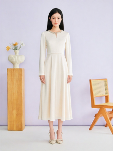 Spring Casual Elegance Vinegar Acetate Blended Beaded Waist-cinching Dress