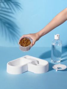 Pet Dog Cat Corner Food Water Bowl Feeder Drinker Pet Bowl