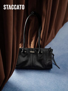 Staccato 2025 New Retro Fashion Underarm Bag Handbag Large Capacity Single Shoulder Bag Womens Bag X8276CX5 Soft Leather