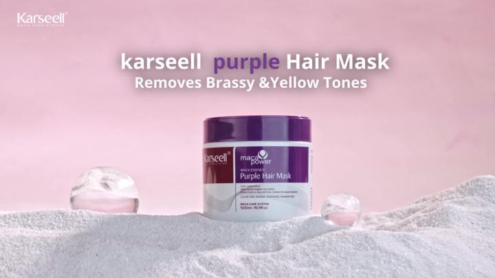 Karseell maca power Purple Hair Mask Professional Neutralizes Brass & Yellow Tones For Blonde Silver Gray Highlighted Hair 16.90 oz 500ml