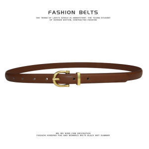 JIFANPAUL | Slim Leather Belt for Women Retro Black Fashionable Decorative Belt