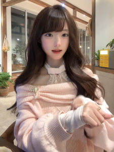 NIUVIES | Áo Sweater Knitted Off-Shoulder Màu Hồng
