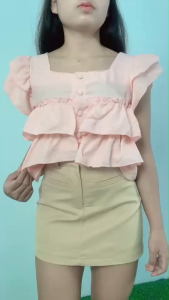 ชุดเซ็ตแขนระบาย+กระโปรงทรงสอบ สไตล์สวยเฉียบ