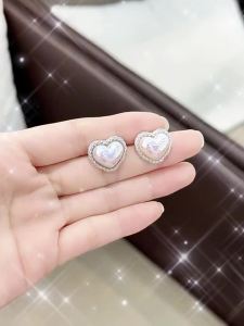 XUPING | Bông Tai Hình Trái Tim Màu Hồng Phong Cách Nàng Tiên Cá
