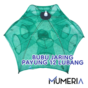 Perangkap Bubu Payung 12 Lubang Alat Jaring Pancing Jala Ikan Udang Kepiting Lele Lobster Sungai Laut Danau Fish Trap Net