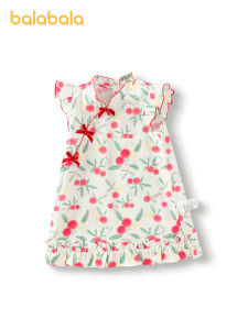 Balabala trẻ em Đầm trẻ em bé gái công chúa ăn mặc tinh khiết bông mùa hè phong cách dân tộc sườn xám phong cách truyền thống mới