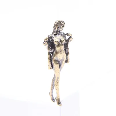 **Retro Brass Beauty Female Doll Figurine Model Sexy Beauty Statue Creative Crafts Desktop Ornament Office Home Decoration Gift
