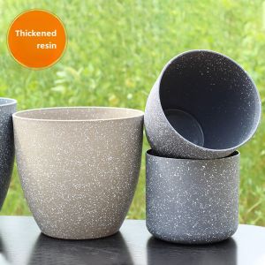 Frosted Resin Flower Pots European Style Thickened Durable Eco-friendly Plastic Stone Simulation Plant Pots for Indoor And Garden