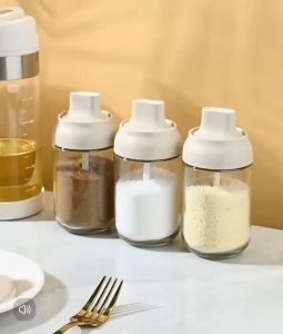 DXL Seasoning Jar Spoon Cover Integrated Seasoning Box Kitchen Household Seasoning Bottle Oil Pot Salt Jar Seasoning Jar