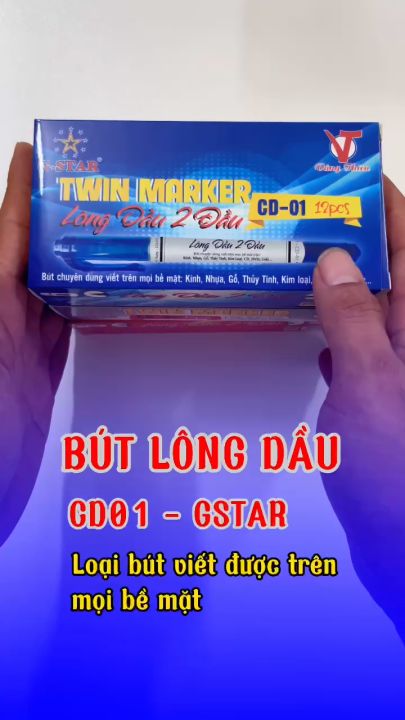 Hộp 12 Cây Bút Lông Dầu 2 Đầu CD01 Gstar ( Xanh, Đỏ, Đen ) viết được ...