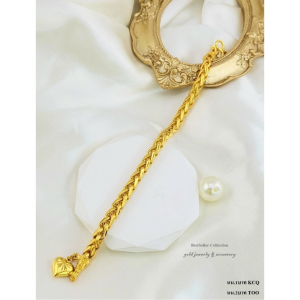 สร้อยข้อมืองานหุ้มทองคำแท้ 24k หนาพิเศษ สวยเทียบทองแท้ ไม่ลอกไม่ดำ