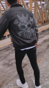 JAKET VARSITY BASEBALL FULL BLACK SKULL PREMIUM BAHAN FLEECE CATTON - JAKET VARSITY FULL BLACK BGSR