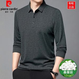 Áo Thun Polo Pierre Cardin 2025 Tay Dài Bằng Lụa Tơ Tằm Cổ Polo Nam Công Sở Cổ Polo Tay Dài Thường Ngày Chống Nhăn