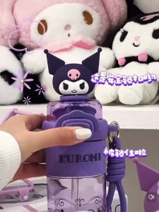 Botol Minum Lucu 2in1 TRITAN BPA Free Anti Tumpah KARAKTER MELODY KUROMI CINNAMOROLL 550ML -A2383