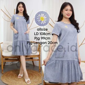 Dress Jeans Dress Denim Dress Jeans Daisy Dress Denim Lengan Pendek