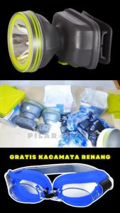 Senter Kusus Selam Anti Air 40 Watt Super Terang LED Import Tahan 10 Jam 3 Mode Cahaya Baterai Cas 7200mAh Senter Kepala LUBY L-1815L | Headlamp Diving | Senter Anti Air | Senter Kepala Anti Air