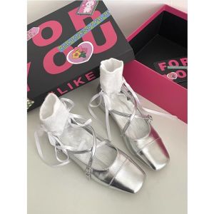 XUJIA | French Low Heel Silver Fashionable Mary Jane Shoes
