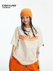 เสื้อยืดแขนสั้นพิมพ์ลายฮิปฮอปสไตล์สตรีทสำหรับผู้หญิง CBXLAB ทรงหลวม คอกลม ผ้าฝ้าย 100% เสื้อผ้าทำงานฤดูร้อน