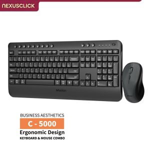 NexusClick 2.4G Wireless Keyboard Mouse SetUSB Receiver Low Profile Switch Adjustable DPI Ergonomic Combo Computer Home Office