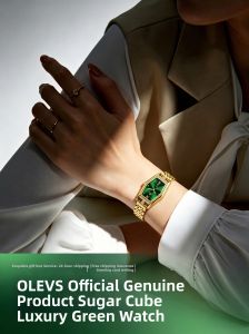 OLEVS | Luxury Square Green Watch Women